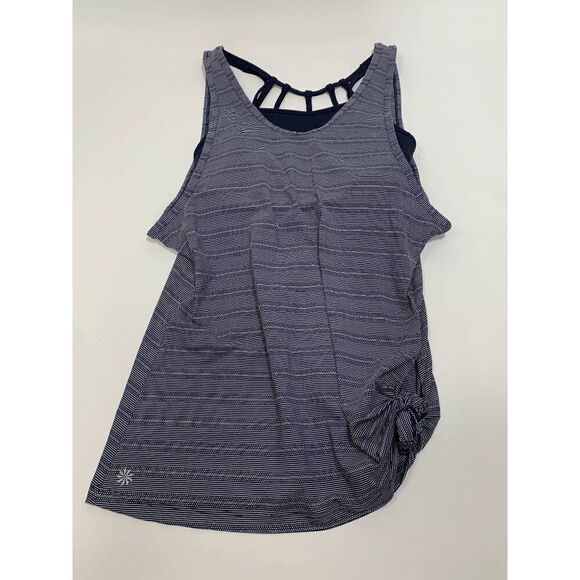 Athleta Women's Strappy Striped Built In Bra Workout Active Tank Top Blue XS - Picture 1 of 9